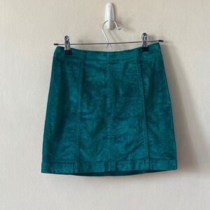 Free People Teal Green Mini Skirt Boho Festival Stretch Fitted Women's Size 2